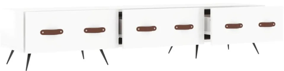 fehér magasfényű szerelt fa TV-szekrény 150x36x30 cm