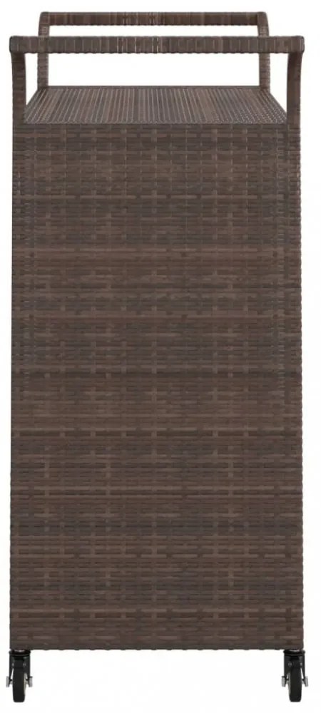 barna polyrattan bárkocsi fiókkal 100 x 45 x 97 cm