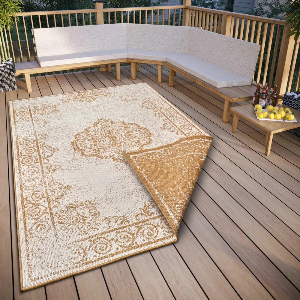 Okkersárga-fehér kültéri szőnyeg 160x230 cm Cebu – NORTHRUGS