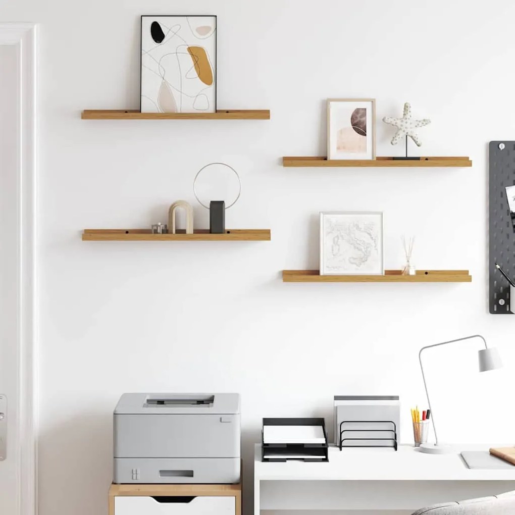 vidaXL Falpolc polcokkal tárolóval 4 pcs Bézs 60 x 9 x 3 cm Faanyag