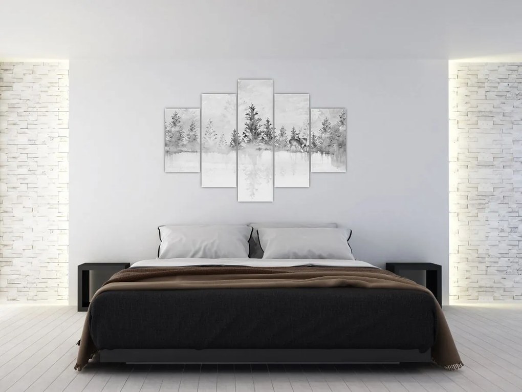 Kép - Szarvas a tónál (150x105 cm)