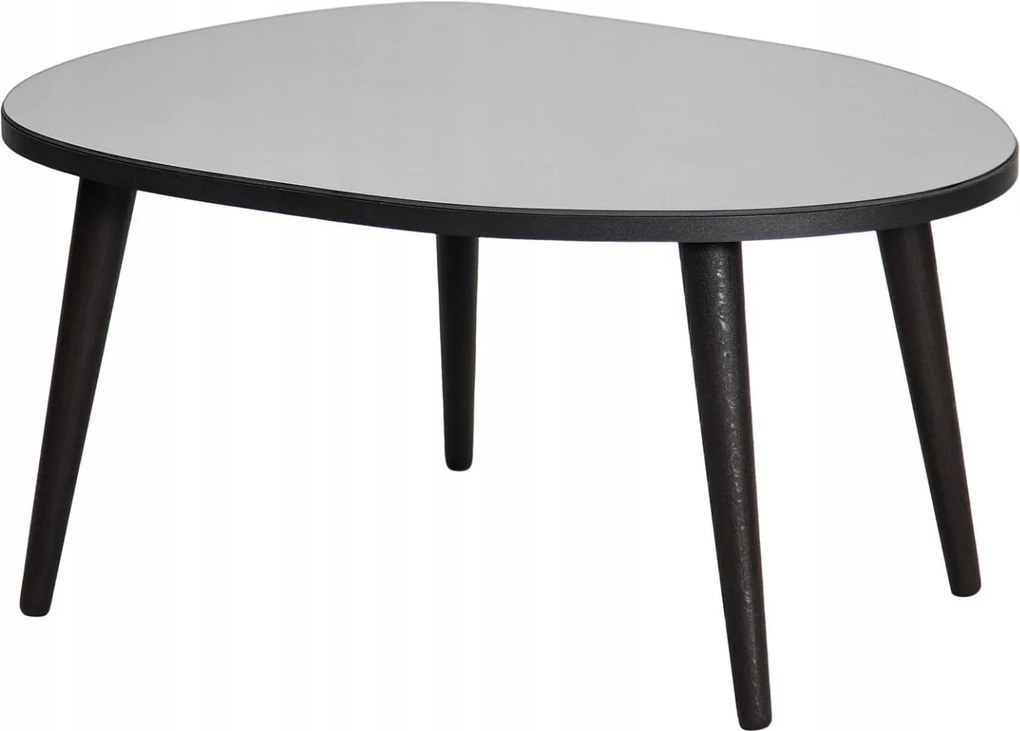 Dohányzóasztal ovális 75 x 55 x 38cm Fekete/szürke edzett üveg