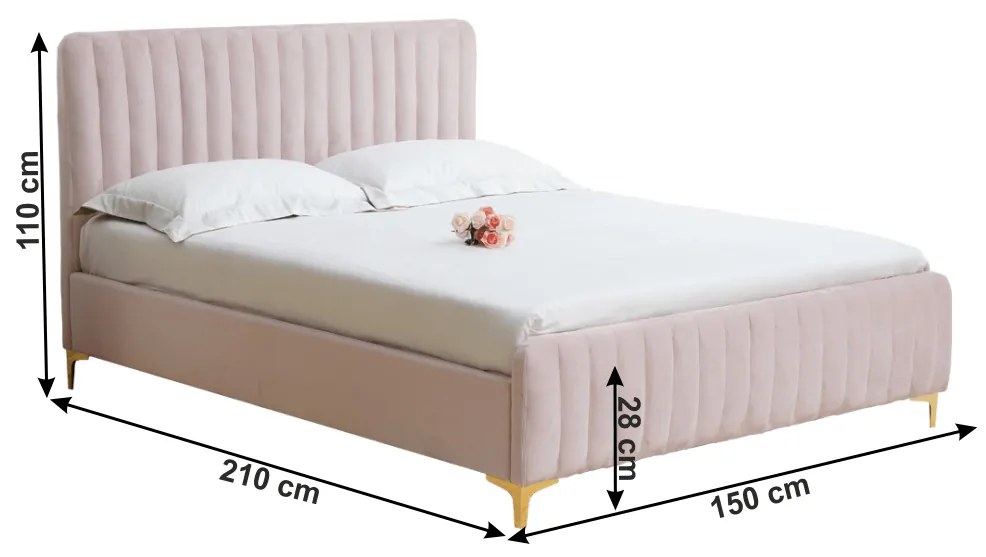 Franciaágy 140 cm Karilla (rózsaszín) (ágyráccsal). 1017199