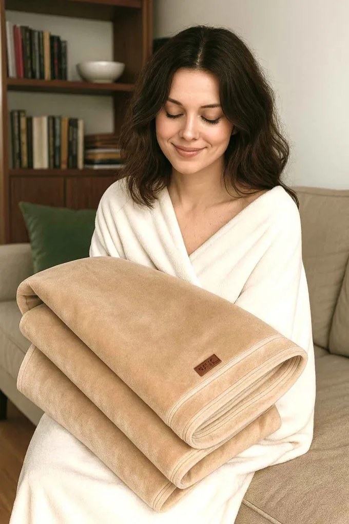 Meleg dupla rétegű takaró drapp