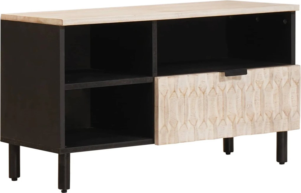 vidaXL TV szekrény Fehér mosott felület 80 x 33 x 46 cm Tömör Mangófát