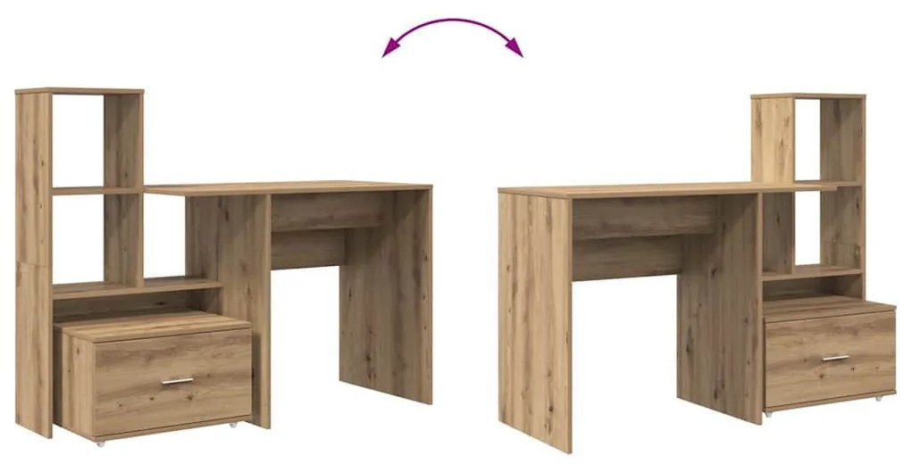 Asztal fiókkal kézműves tölgy 131.5 x 50 x 106.5 cm Faanyag