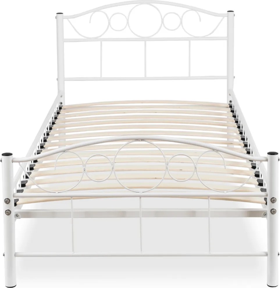 Fém ágy 90x200 cm méretben, fehér színben GRIFFIN