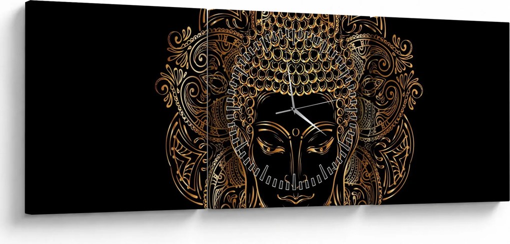 Arany Buddha képe (órával) (90x30 cm)