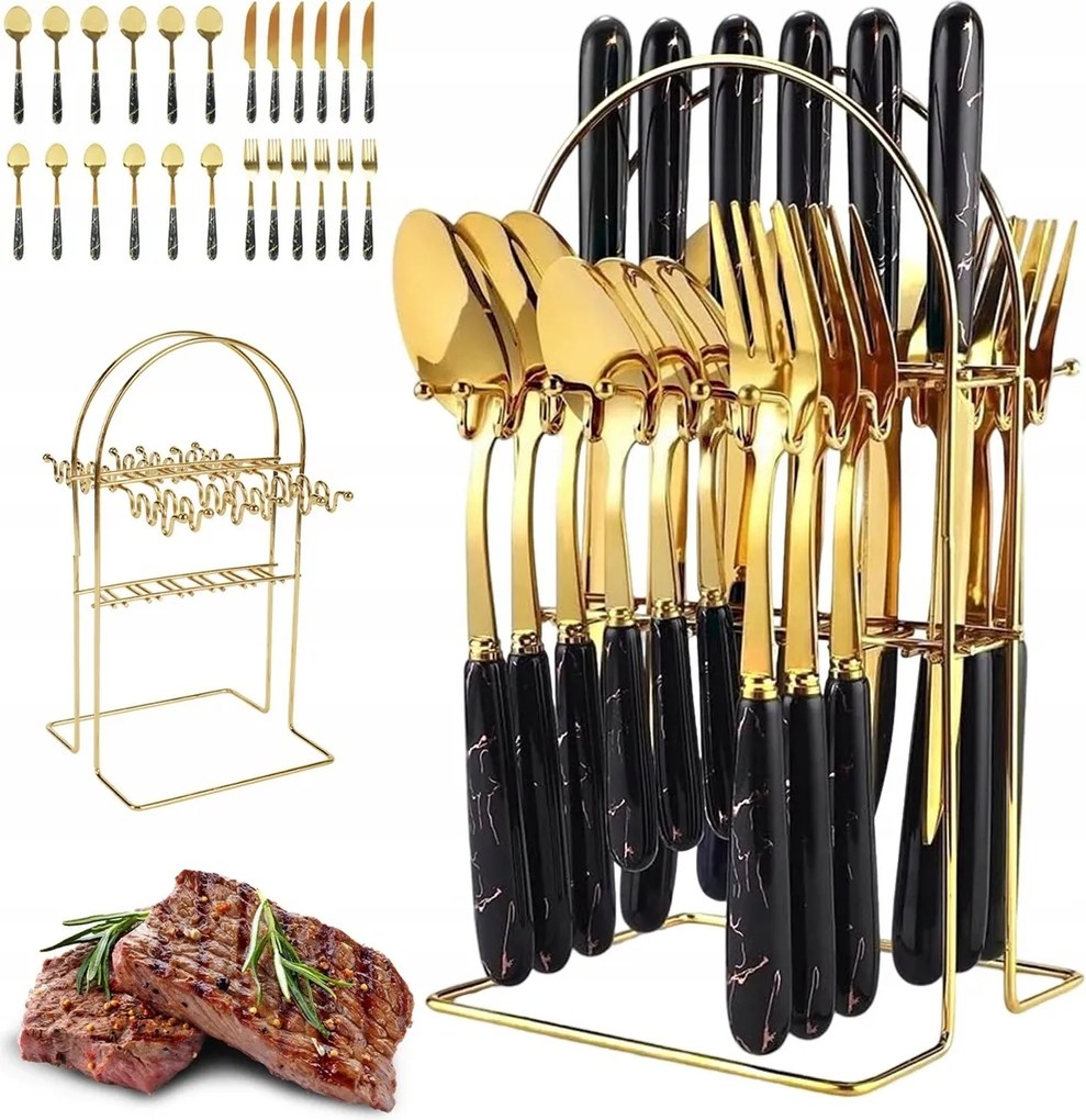 24DB Evőeszköz Rozsdamentes Acél Márvány Tartó Állvány Otthoni Használatra