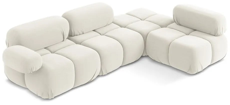Fehér bársony moduláris sarokkanapé (jobb oldali) Lokua – Makamii