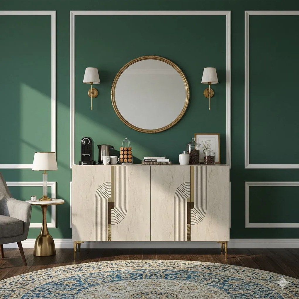 Meyra 120 - White, Travertine, Gold