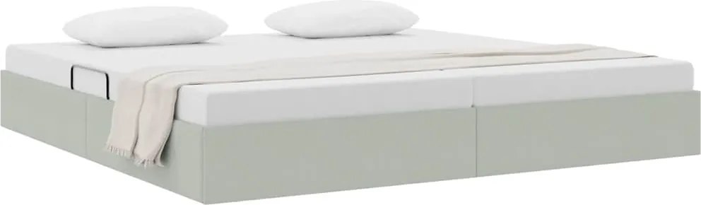 vidaXL Tárolós Ágy fejtámlával Világosszürke 200 x 200 cm Bársony
