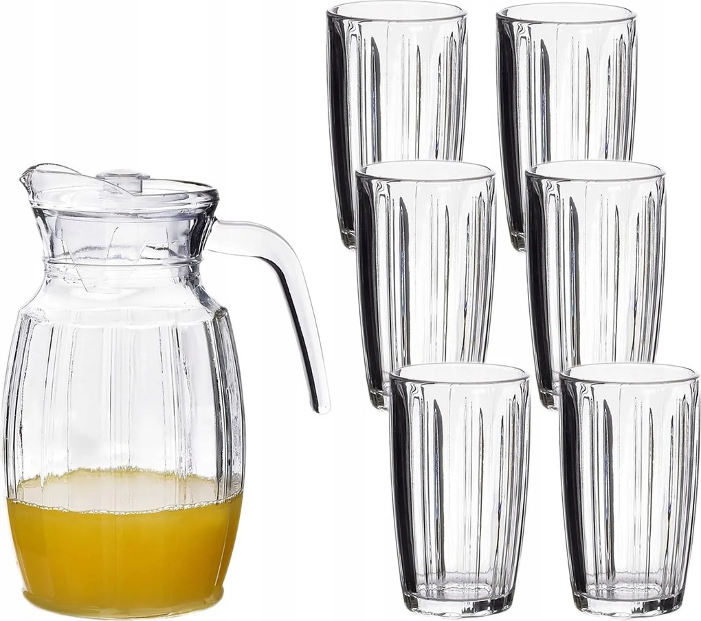 Kancsó 2L Pohár 6DB Víz Ital Gyümölcslé Üveg Szett