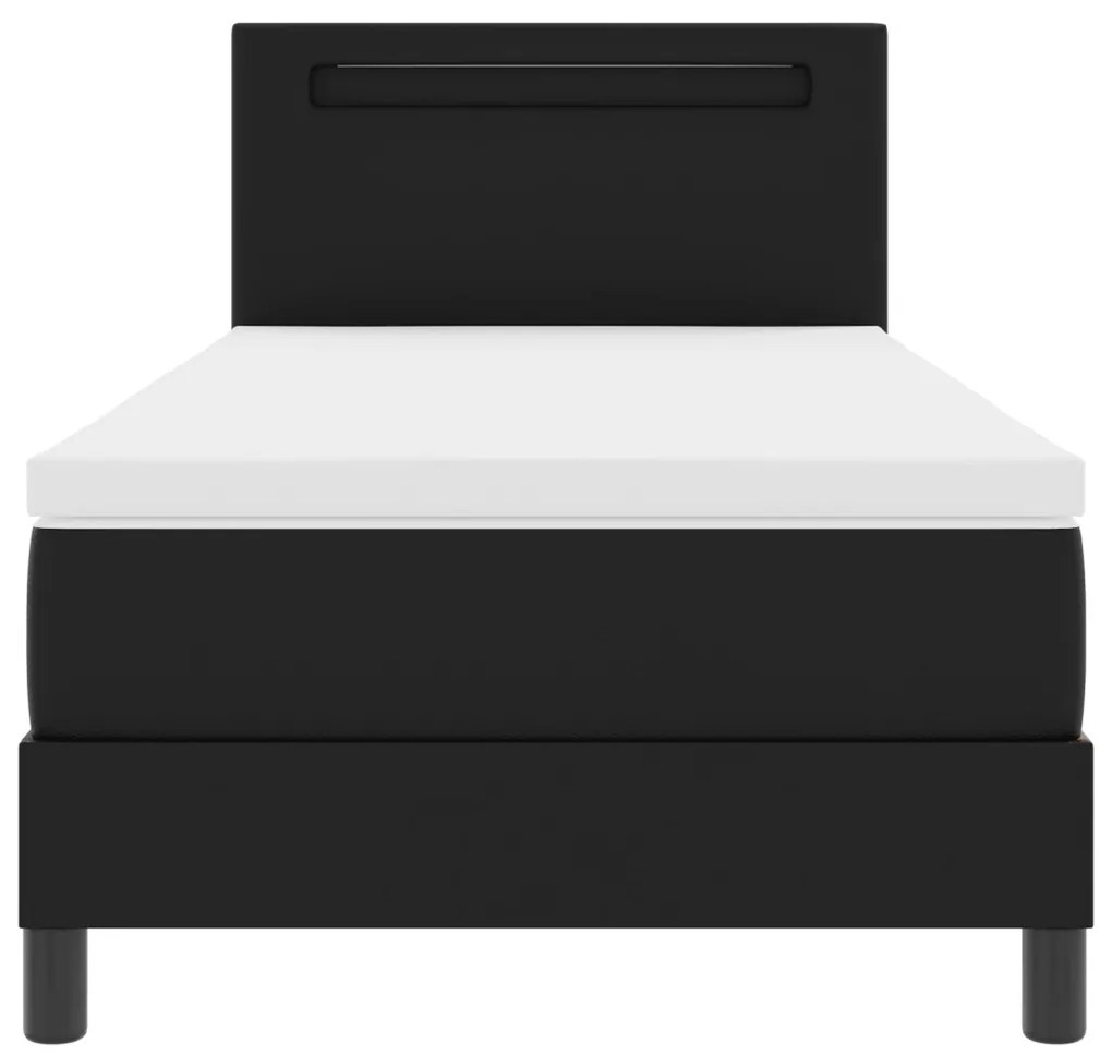 Boxspring ágy matraccal – fekete, 90x200 cm, műbőr