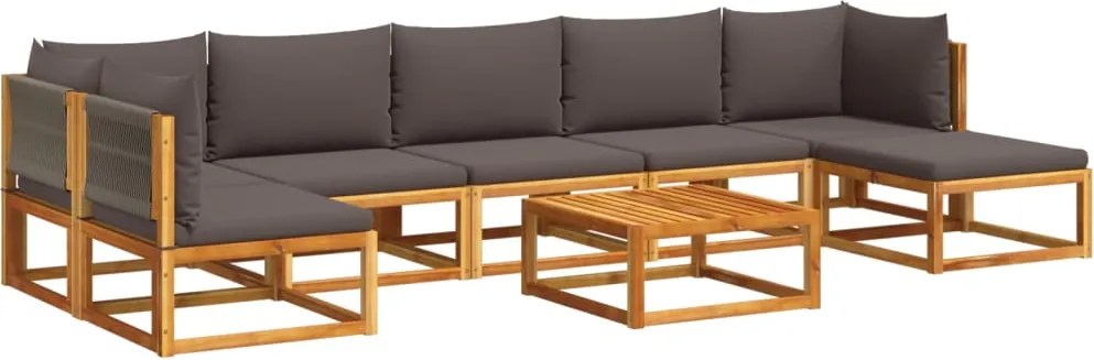 vidaXL 8 darabos kerti kanapégarnitúra párnákkal, akácfa és kötél