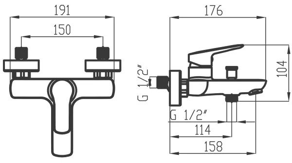 Novaservis - METALIA fürdőkád-szett csapteleppel, fényes króm