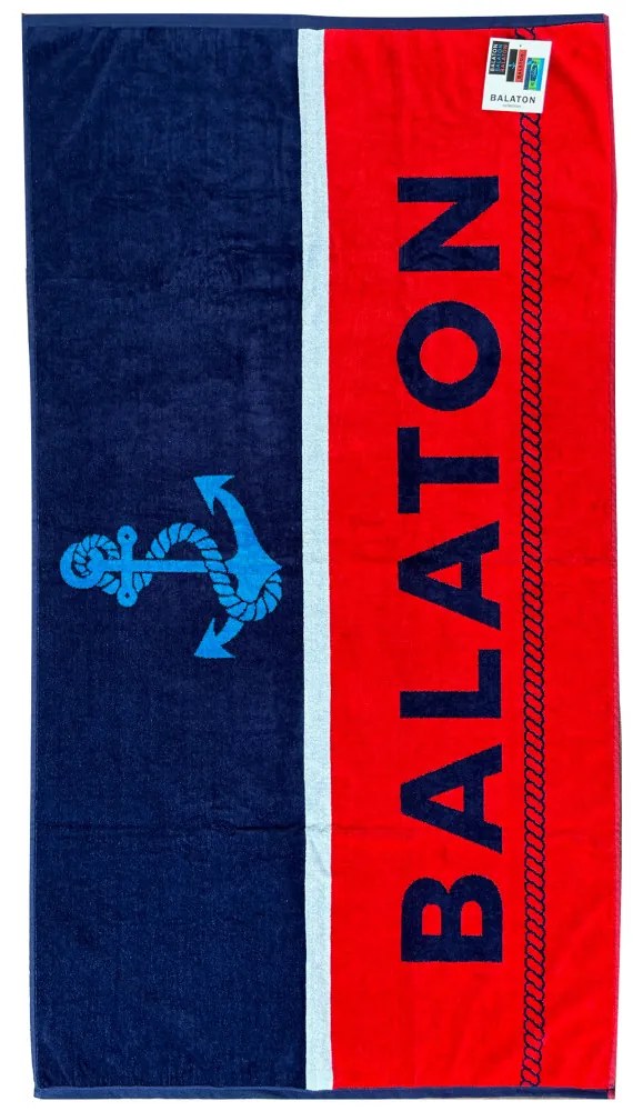 Balaton 2024 kék-piros strandtörölköző