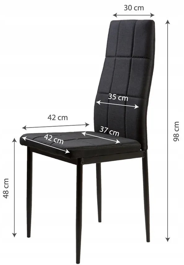 4 db-os magas háttámlájú fekete szövet étkezőszék
