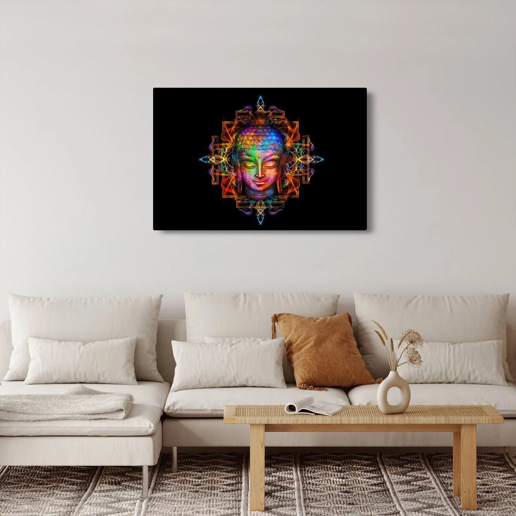 Kép - Buddha mellszobra neon színekben (90x60 cm)
