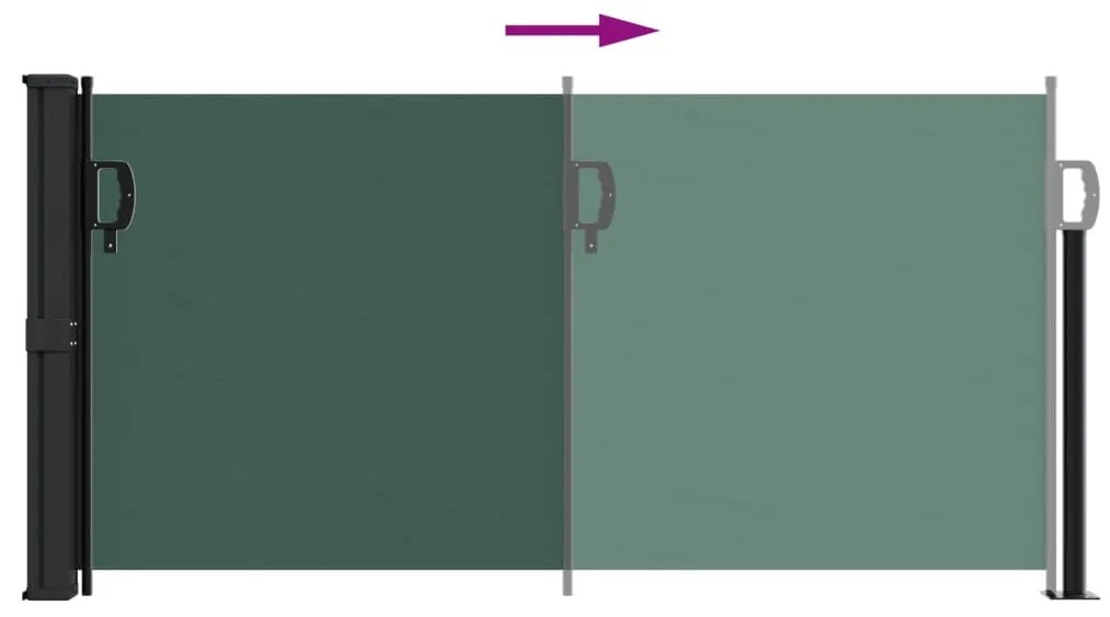 sötétzöld behúzható oldalsó napellenző 100 x 500 cm