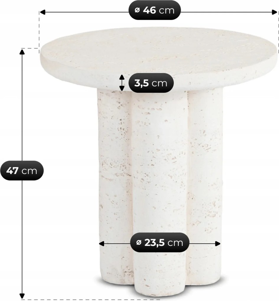 Stolik BROK 46 cm Krem/Beż Nowoczesny