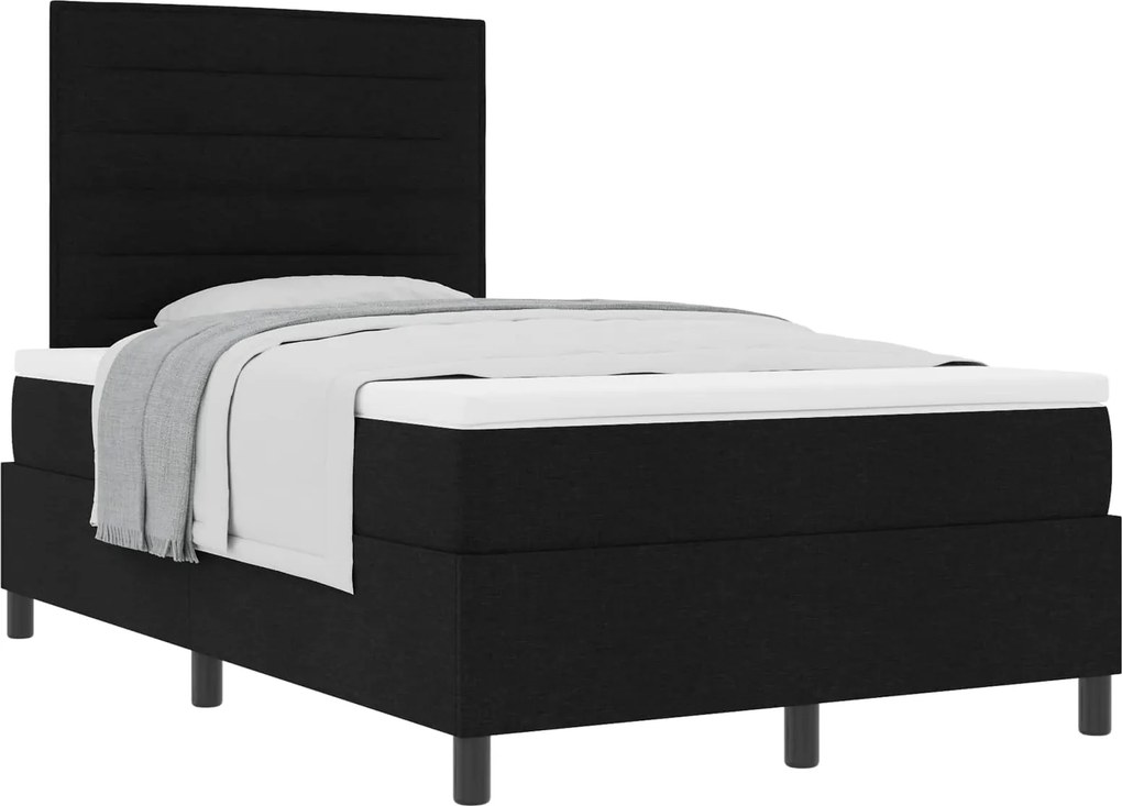 vidaXL Boxrugós ágy matracmal fejtámlával Fekete 120 x 190 cm szövet