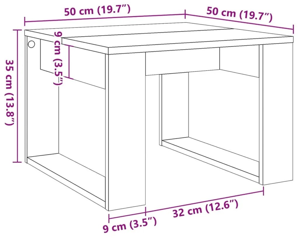 kézműves tölgy színű szerelt fa kisszekrény 50 x 50 x 35 cm