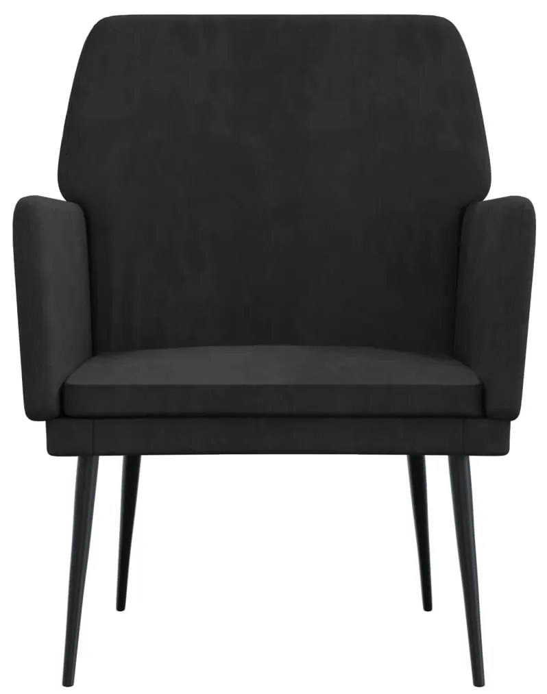 Fekete bársonyfotel 62x79x79 cm