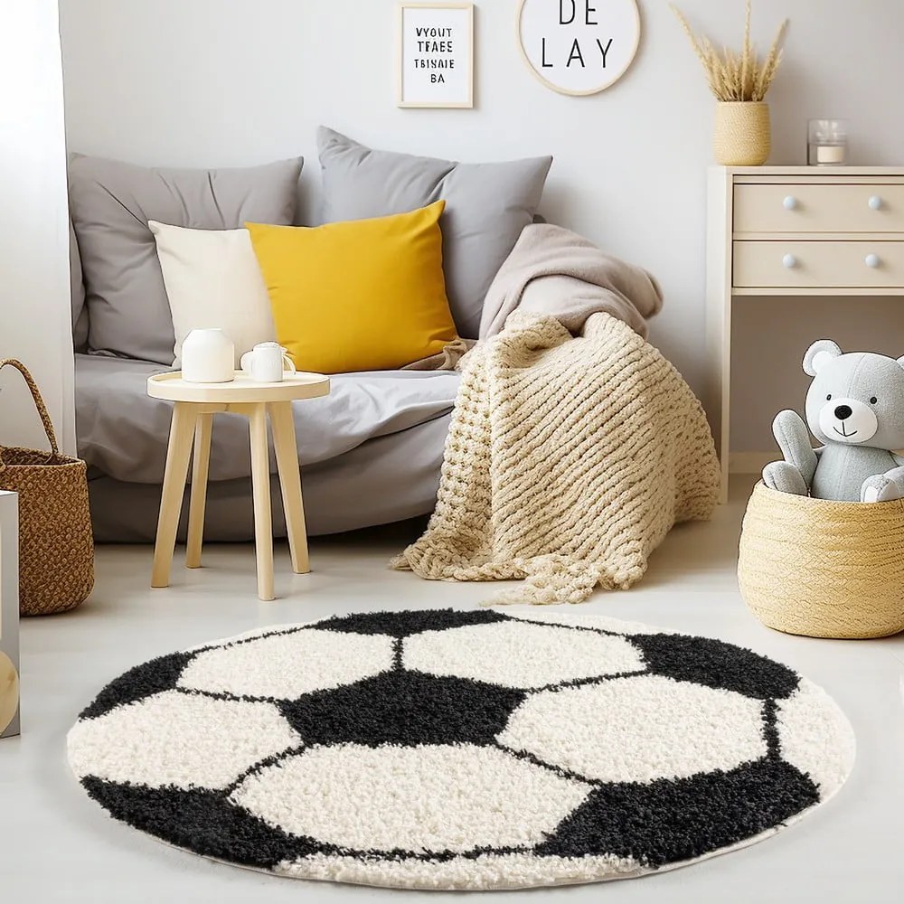 Fekete-krémszínű gyerek szőnyeg ø 100 cm Fun – Ayyildiz Carpets