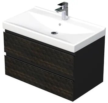 Fürdőszobaszekrény mosdóval SAT Cube Way 80x47,5x46 cm barna matt CUBE3D46802ZHVER