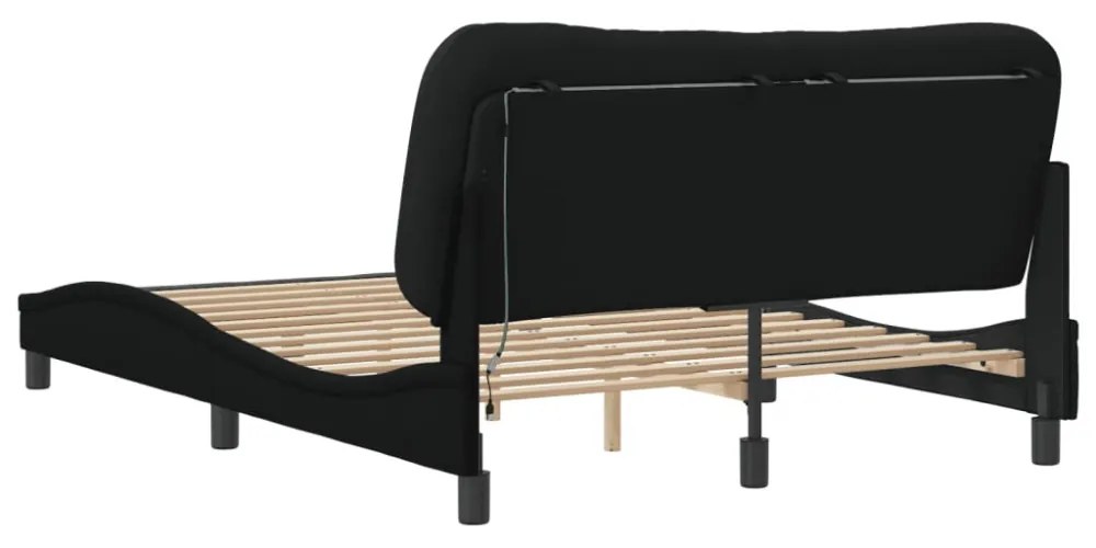fekete szövet ágykeret LED-ekkel matrac nélkül Hvar 120x200 cm