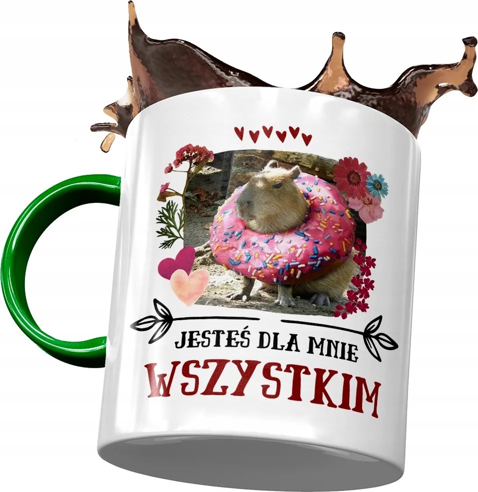 Zöld Kapibara Bögre Születésnap Névnap Ajándék Nyomtatott Fotóval