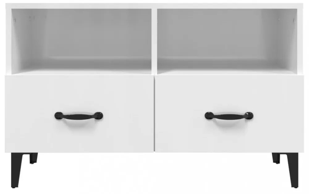 fehér magasfényű szerelt fa TV-szekrény 80x36x50 cm