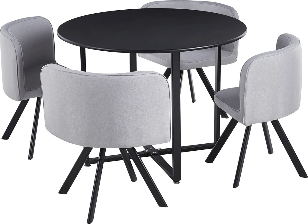 Étkező szett 1+4, fekete/világosszürke, BEVAN NEW
