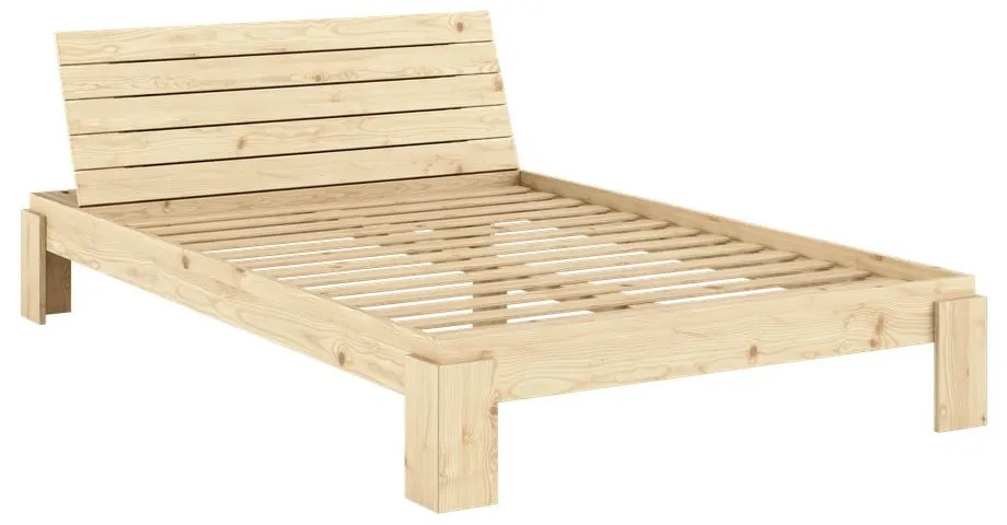 Natúr színű borovi fenyő franciaágy ágyráccsal 140x200 cm Layers – Karup Design