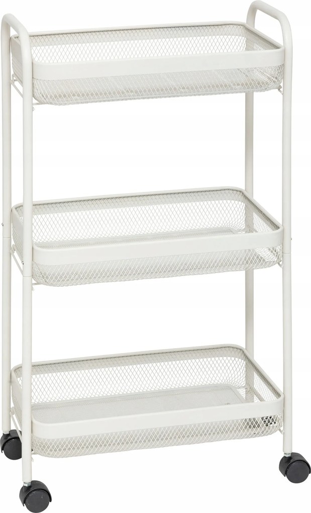 Konyhai Babakocsi Gurulós Keskeny Mobil Fehér Fém Mayaj 46,5X26,5X79,6