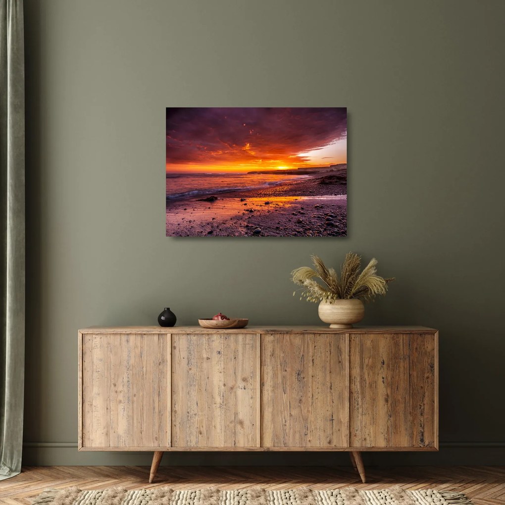 Naplemente a tengernél képe (üvegen) (70x50 cm)