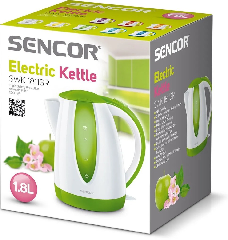 Sencor SWK 1811GR elektromos vízforraló, zöldszínű