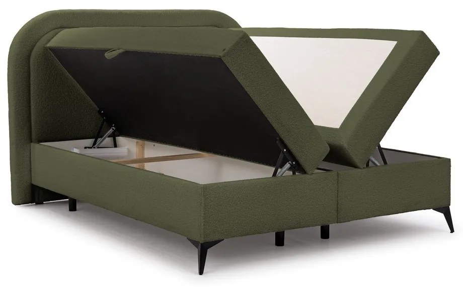 Zöld ágyneműtartós boxspring ágy 140x200 cm Ornes – Ropez