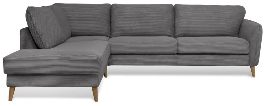 Sötétszürke kordbársony sarokkanapé (bal oldali) Paris – Scandic