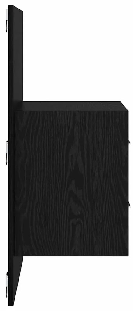 vidaXL Fali éjjeli szekrény 2 pcs Fekete tölgy 48,5 x 32,5 x 80 cm