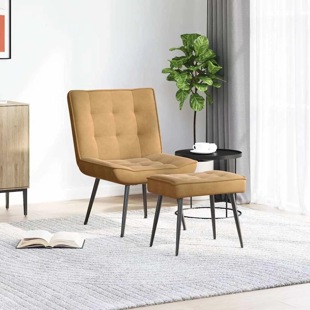 barna bársony pihenőfotel lábtartóval