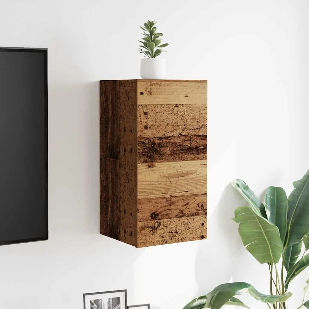 2 db antik fa színű falra szerelhető TV-szekrény 30,5x30x30 cm
