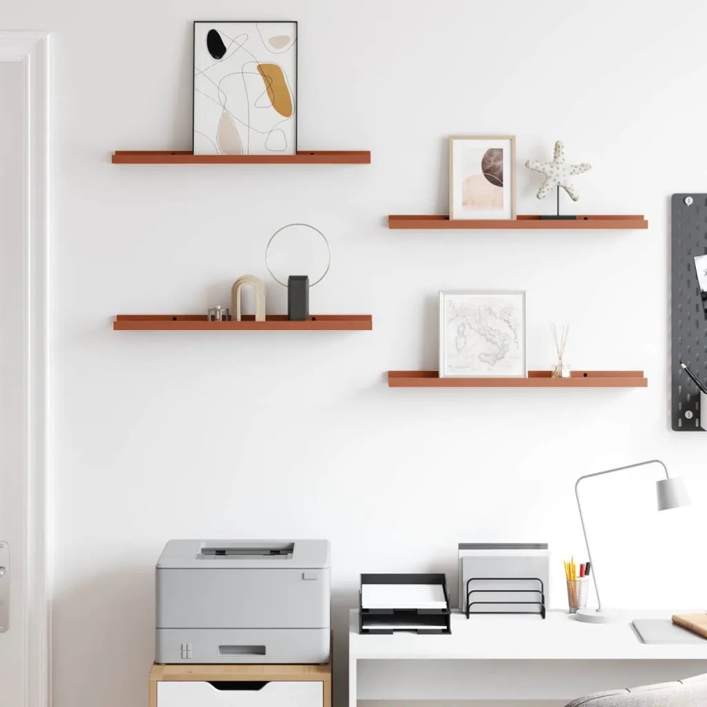 Falpolc polcokkal tárolóval 4 pcs Piros 60 x 9 x 3 cm Faanyag