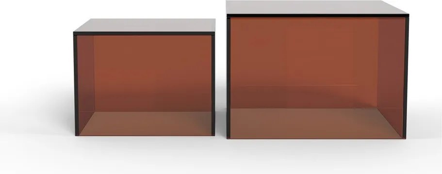 Barna üveg dohányzóasztal szett 2 db-os 50x50 cm Dice – Actona