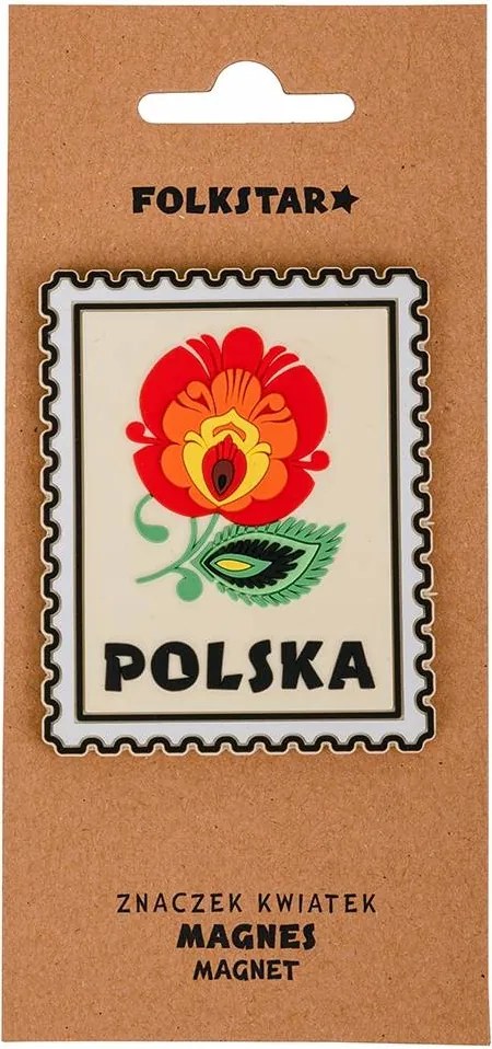 Pvc hűtőmágnes – Folkstar, Łowicz virág, matrica forma, lengyel dekoráció