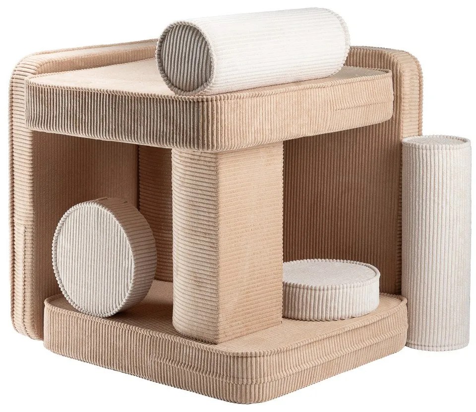Világosbarna kordbársony gyerek kanapé 132 cm Settee – Wigiwama