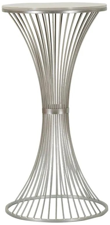 Ezüst színű fém kisasztal márvány hatású asztallappal