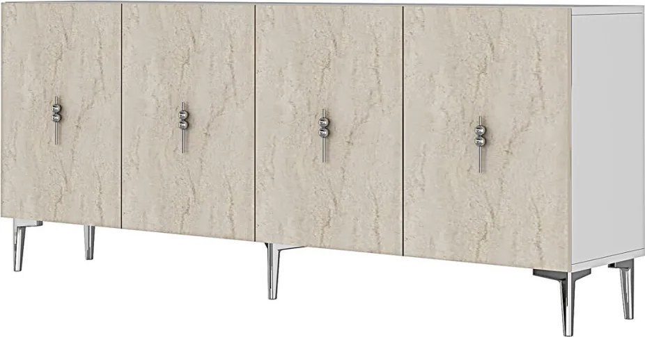 Salkım 180 - White, Travertine, Silver