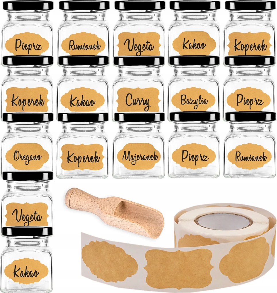 20 db-os Fűszertartó Tégely Készlet 120 ml 300x Címkék